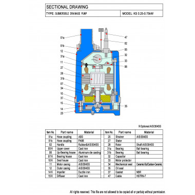 Погружной дренажный насос MEUDY KSM2.25