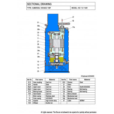 Погружной дренажный насос MEUDY KS47.5