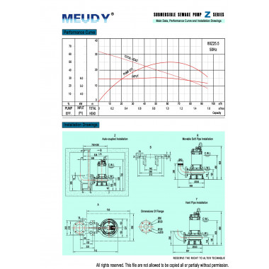 Погружной канализационный насос MEUDY 80Z25.5 Погружной канализационный насос MEUDY 80Z25.5